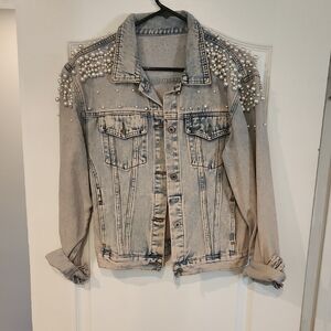 Pearl Embellished Denim Jacket